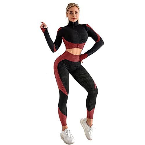 Veriliss 3pcs Seamless Outfit Workout Sets Gym for Women, Fitness Sports School Running Clothes Yoga Sportswear