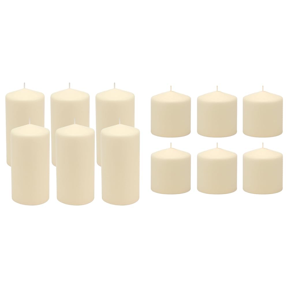 Stonebriar SB-SP-3548A Tall 3 x 6 Inch Unscented Ivory Pillar Candle Set, Set of 6, 3x6