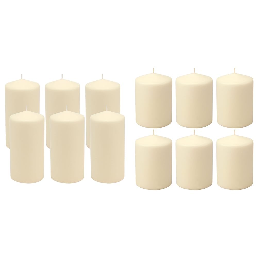 Stonebriar SB-SP-3548A Tall 3 x 6 Inch Unscented Ivory Pillar Candle Set, Set of 6, 3x6