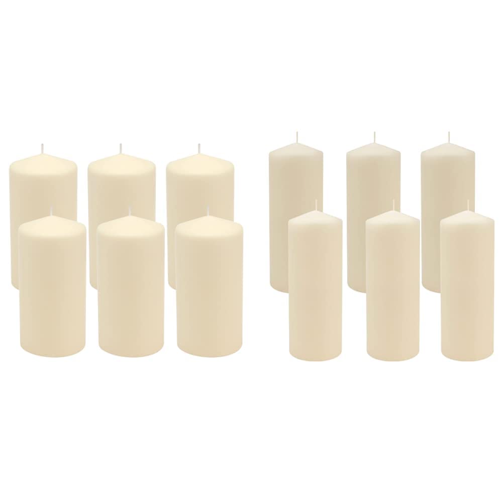 Stonebriar SB-SP-3548A Tall 3 x 6 Inch Unscented Ivory Pillar Candle Set, Set of 6, 3x6