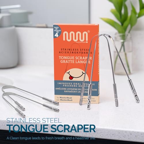 MasterMedi Tongue Scraper with Case Easy to Use Tongue Scraper for Adults, Tongue Cleaner for Oral Care & Hygiene (Single Pack (with Travel Case))