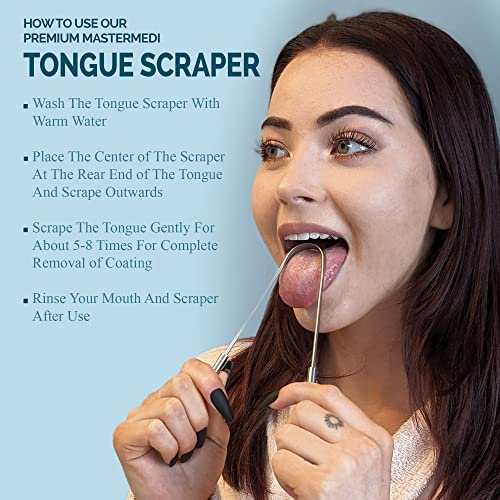 MasterMedi Tongue Scraper with Case Easy to Use Tongue Scraper for Adults, Tongue Cleaner for Oral Care & Hygiene (Single Pack (with Travel Case))