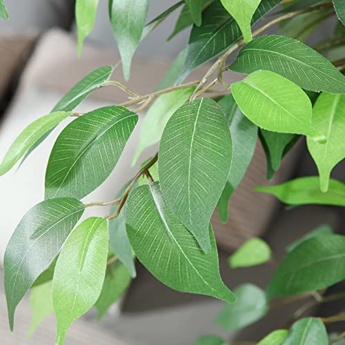 OAKRED 4FT Silk Artificial Ficus Tree with Realistic Leaves and Natural Trunk Fake Plants Tall Fake Tree Faux Ficus Tree for Office House Living Room Home Decor Indoor Outdoor,Set of 1