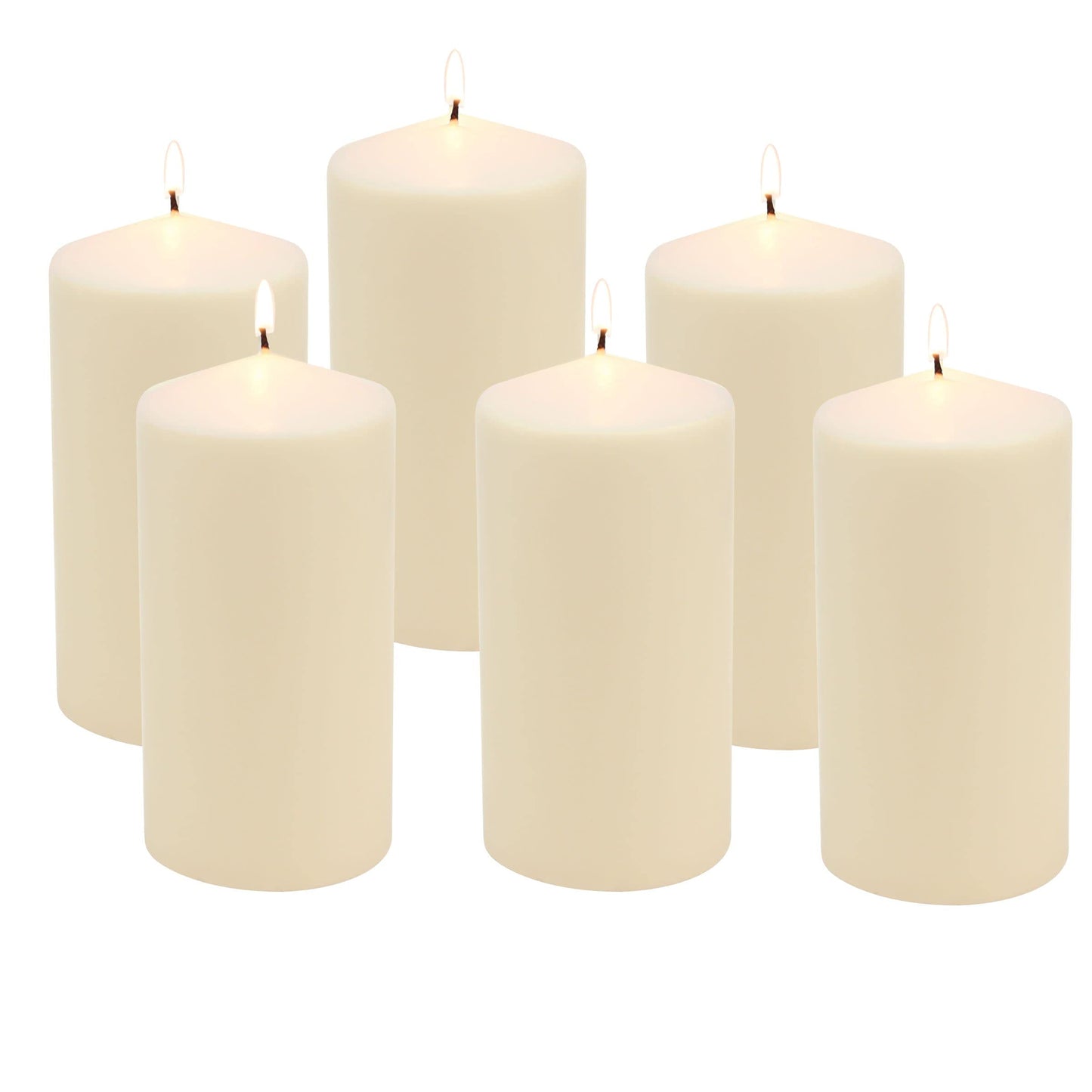 Stonebriar SB-SP-3548A Tall 3 x 6 Inch Unscented Ivory Pillar Candle Set, Set of 6, 3x6