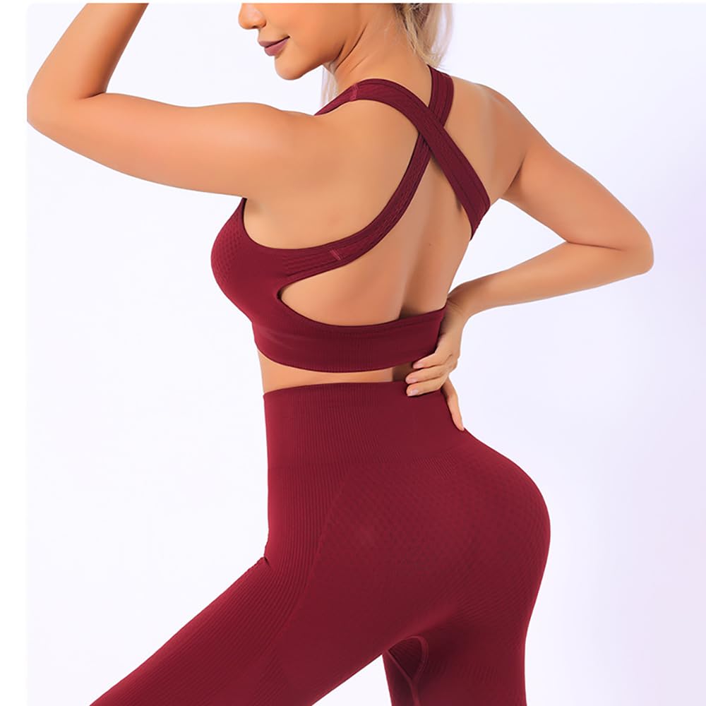 Veriliss 3pcs Seamless Outfit Workout Sets Gym for Women, Fitness Sports School Running Clothes Yoga Sportswear