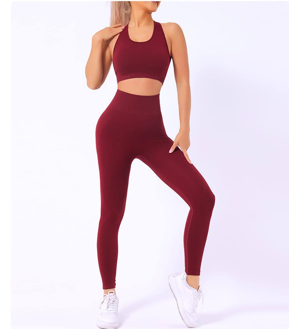 Veriliss 3pcs Seamless Outfit Workout Sets Gym for Women, Fitness Sports School Running Clothes Yoga Sportswear