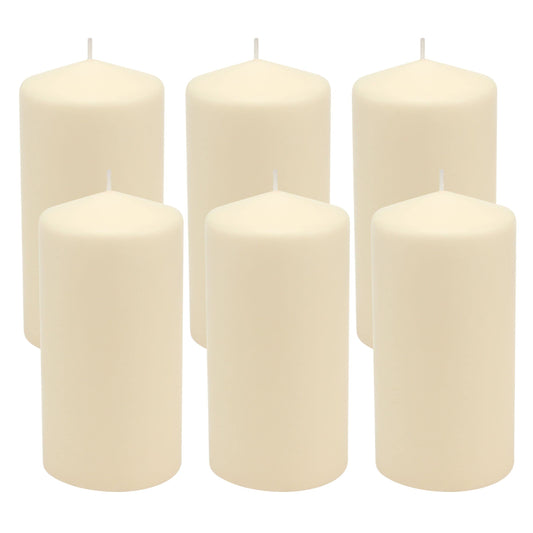 Stonebriar SB-SP-3548A Tall 3 x 6 Inch Unscented Ivory Pillar Candle Set, Set of 6, 3x6