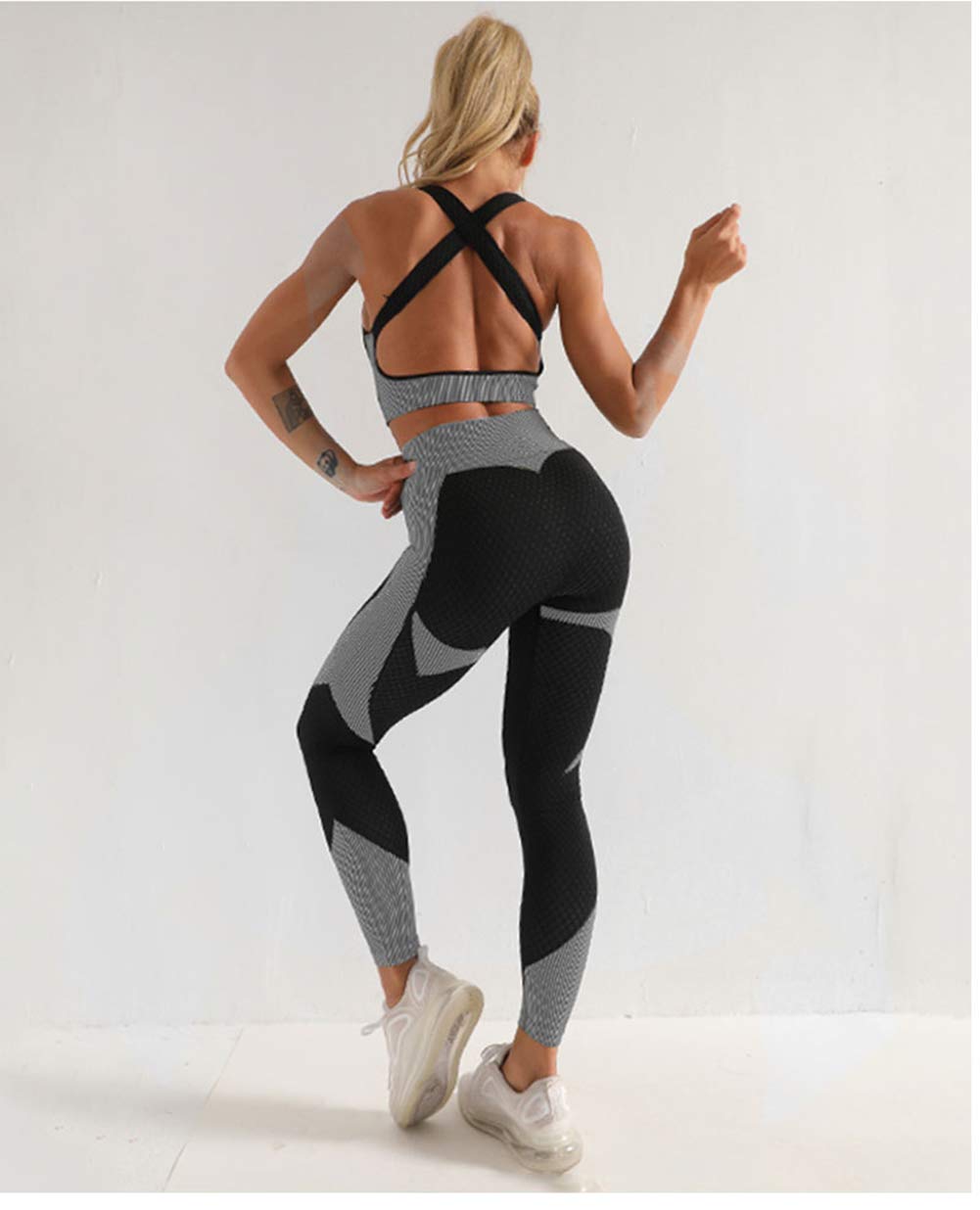 Veriliss 3pcs Seamless Outfit Workout Sets Gym for Women, Fitness Sports School Running Clothes Yoga Sportswear