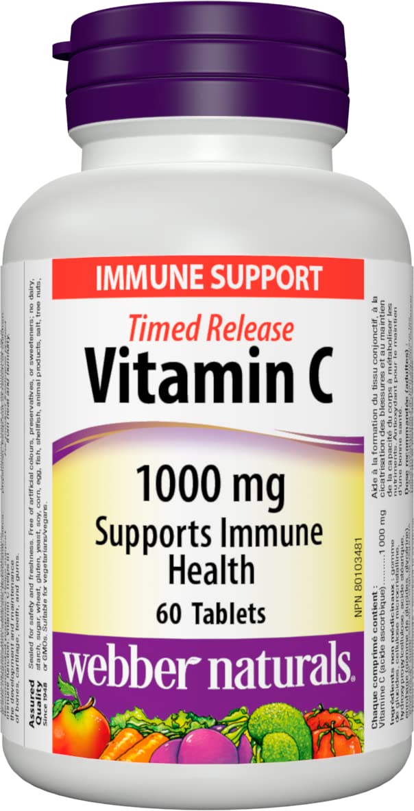 Webber Naturals Vitamin C Timed Release 1000 mg, 150 Tablets, For Bones, Teeth, Immune and Antioxidant Health