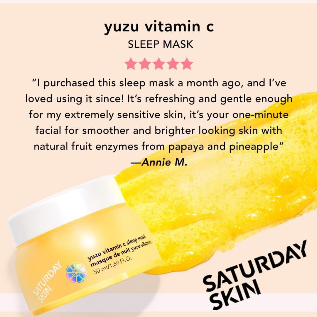 Saturday Skin Yuzu Vitamin C Sleep Overnight Face Mask Skin Care Retinol Niacinamide Face Moisturizer Brightening sleeping mask, Korean skin care, Vegan Smooth Skin and Reduce Wrinkles Korean skincare product