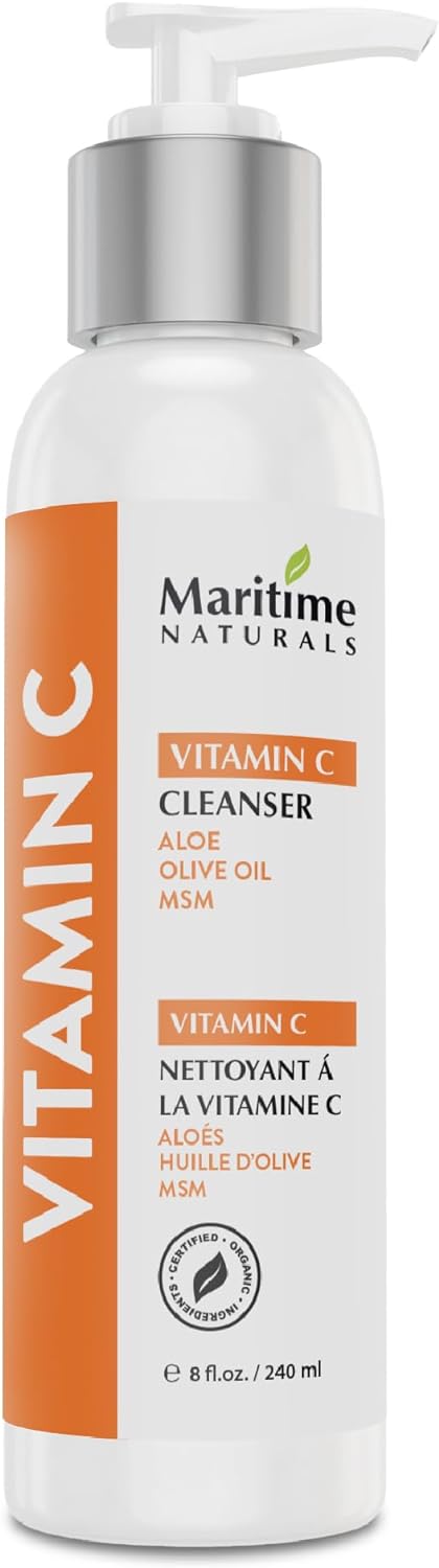 Maritime Naturals Vitamin C Cleanser for Bright, Refreshed Skin | Body & Face Cleanser made with Organic & Natural Ingredients | Gentle Face Wash for Oily, Dry and Sensitive Skin (240 ml)