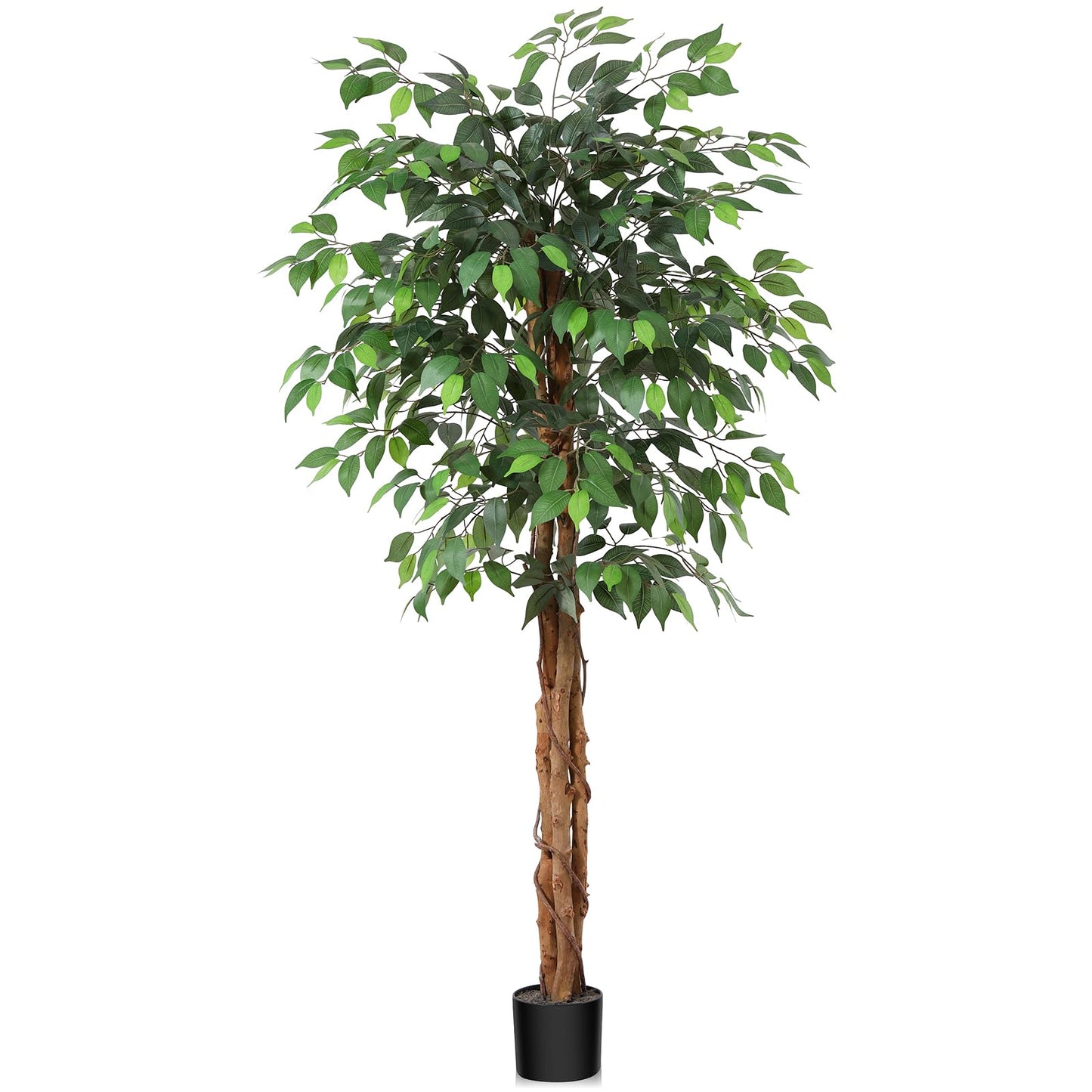 OAKRED 4FT Silk Artificial Ficus Tree with Realistic Leaves and Natural Trunk Fake Plants Tall Fake Tree Faux Ficus Tree for Office House Living Room Home Decor Indoor Outdoor,Set of 1