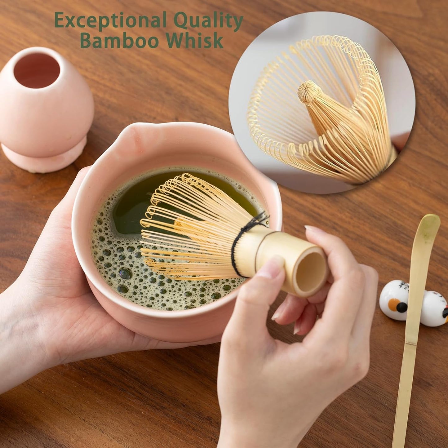 Ochcahser Matcha Set, Pink Ceramic Matcha Kit Includes Matcha Bowl, Matcha Whisk Holder (Chasen), Bamboo Matcha Whisk, Bamboo Scoop and Scoop Stand, Japanese Tea Set for Women