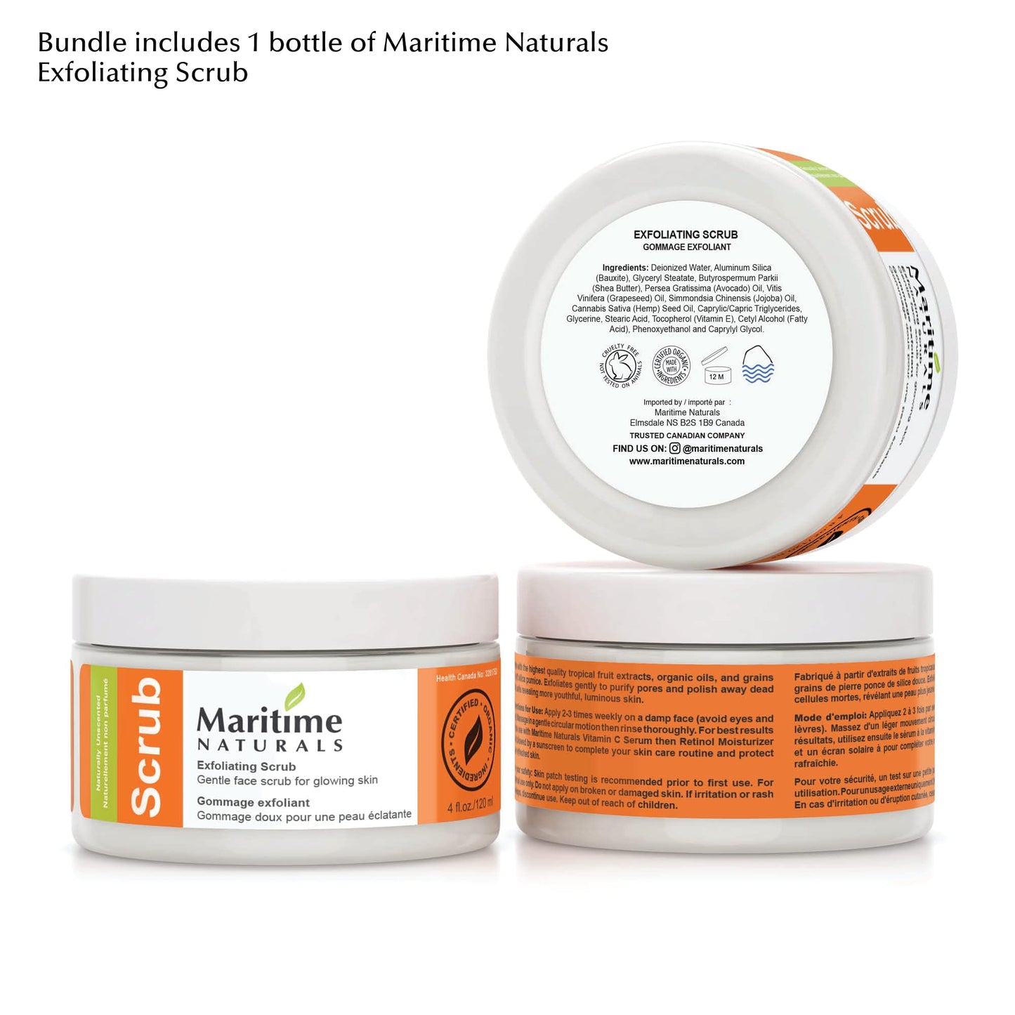 Maritime Naturals Ultimate Skin Refresh Bundle - Includes 1 of each: Vitamin C Cleanser (240 ml), Exfoliating Scrub (120 ml), and Retinol Moisturizer (120 ml), Organic and Natural Ingredients