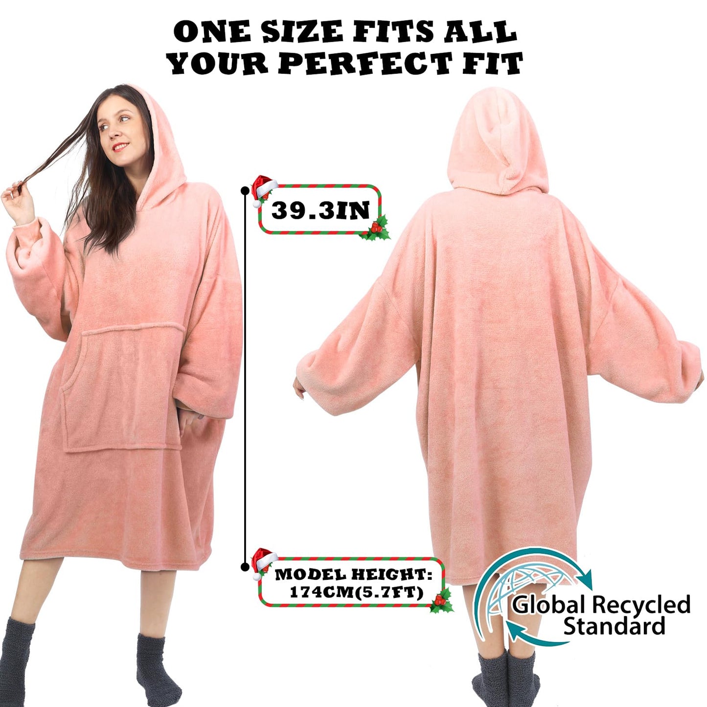 Sweatshirt Blanket Oversized Blanket Hoodie Big Blanket for Adults Hoodie Blanket Wearable Blanket Women Giant Hoody Blanket for Men Super Cosy Blanket with Sleeves Fleece Blanket Giant Pocket (Purple)