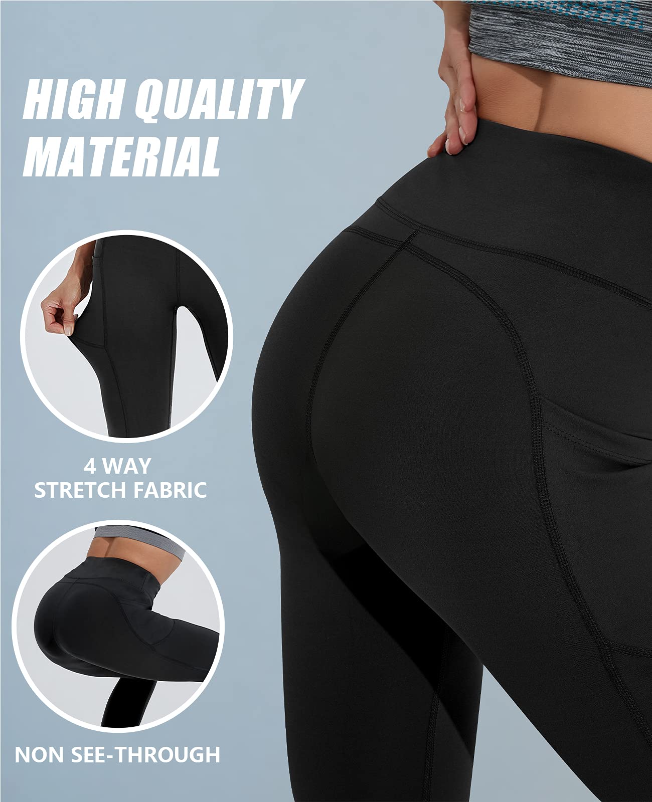 Polygon Yoga Pants for Women, High Waisted Leggings with Pockets, Tummy Control Non See Through Workout Pants