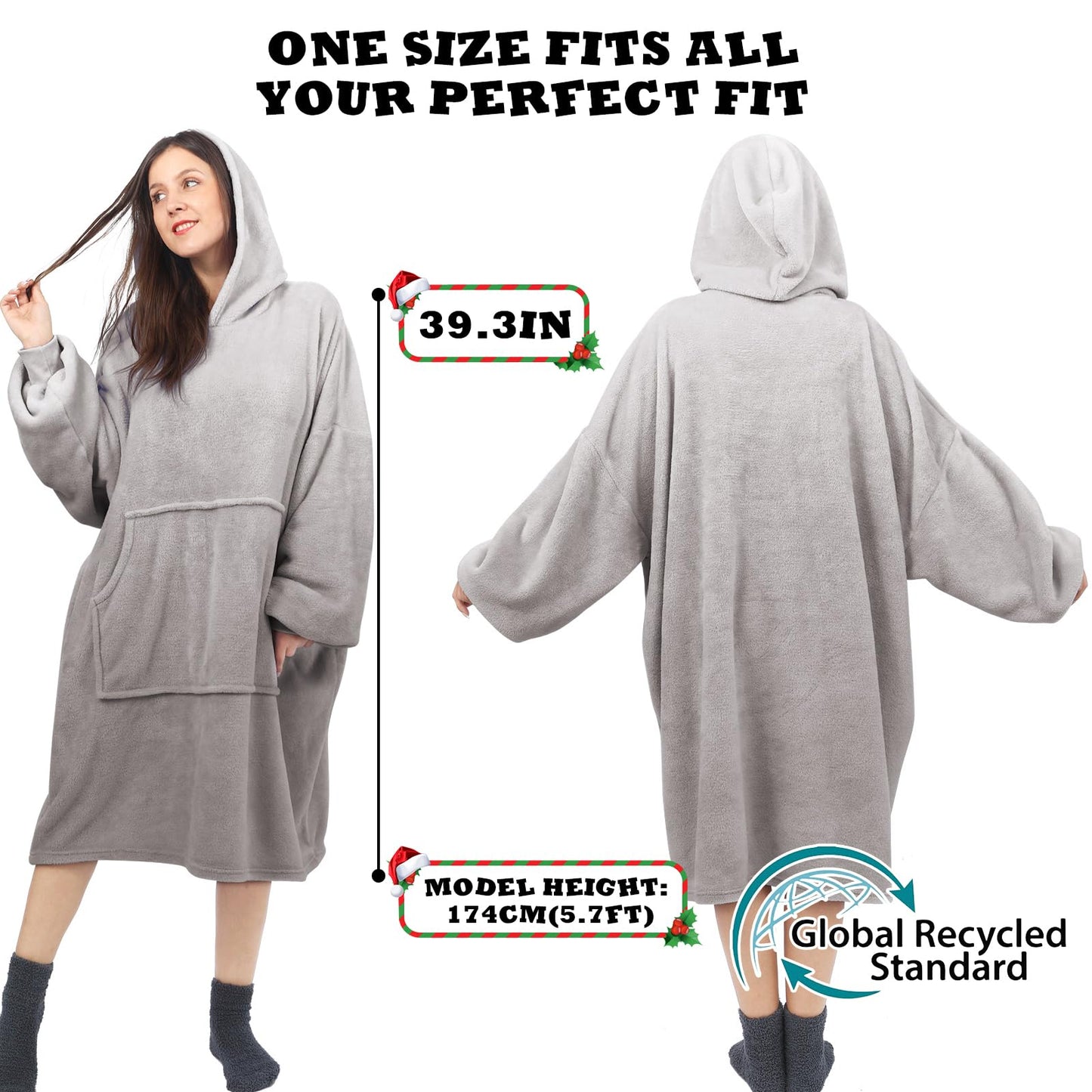 Sweatshirt Blanket Oversized Blanket Hoodie Big Blanket for Adults Hoodie Blanket Wearable Blanket Women Giant Hoody Blanket for Men Super Cosy Blanket with Sleeves Fleece Blanket Giant Pocket (Purple)