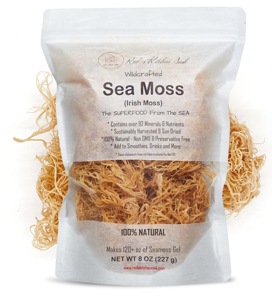 Sea Moss | Irish Sea Moss | Wildcrafted - 100% Natural, Makes 120+oz/3.5L of Seamoss Gel from St. Lucia | Dr. Sebi - 227g