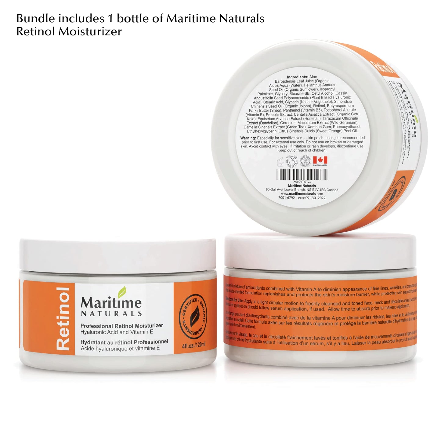 Maritime Naturals Ultimate Skin Refresh Bundle - Includes 1 of each: Vitamin C Cleanser (240 ml), Exfoliating Scrub (120 ml), and Retinol Moisturizer (120 ml), Organic and Natural Ingredients