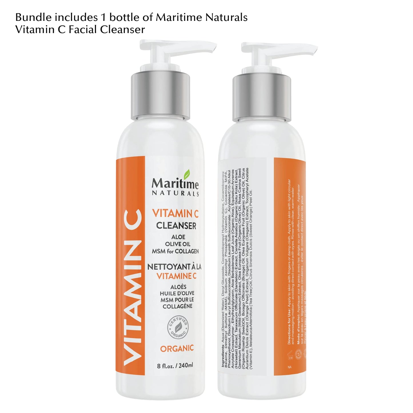 Maritime Naturals Ultimate Skin Refresh Bundle - Includes 1 of each: Vitamin C Cleanser (240 ml), Exfoliating Scrub (120 ml), and Retinol Moisturizer (120 ml), Organic and Natural Ingredients