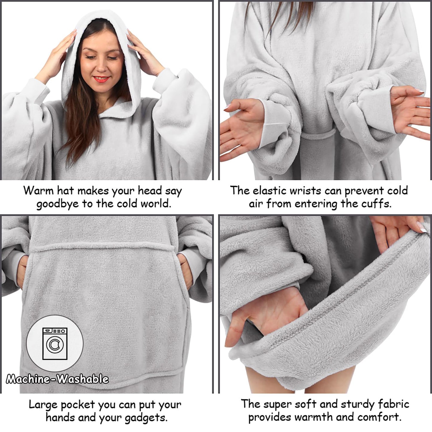 Sweatshirt Blanket Oversized Blanket Hoodie Big Blanket for Adults Hoodie Blanket Wearable Blanket Women Giant Hoody Blanket for Men Super Cosy Blanket with Sleeves Fleece Blanket Giant Pocket (Purple)