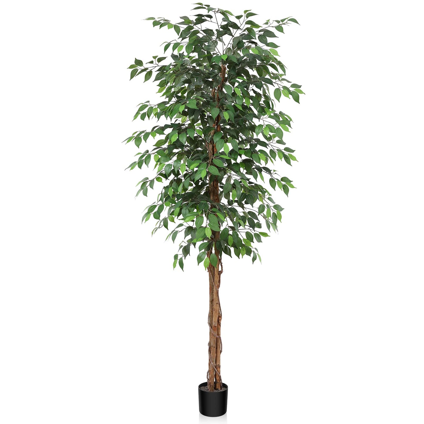 OAKRED 4FT Silk Artificial Ficus Tree with Realistic Leaves and Natural Trunk Fake Plants Tall Fake Tree Faux Ficus Tree for Office House Living Room Home Decor Indoor Outdoor,Set of 1