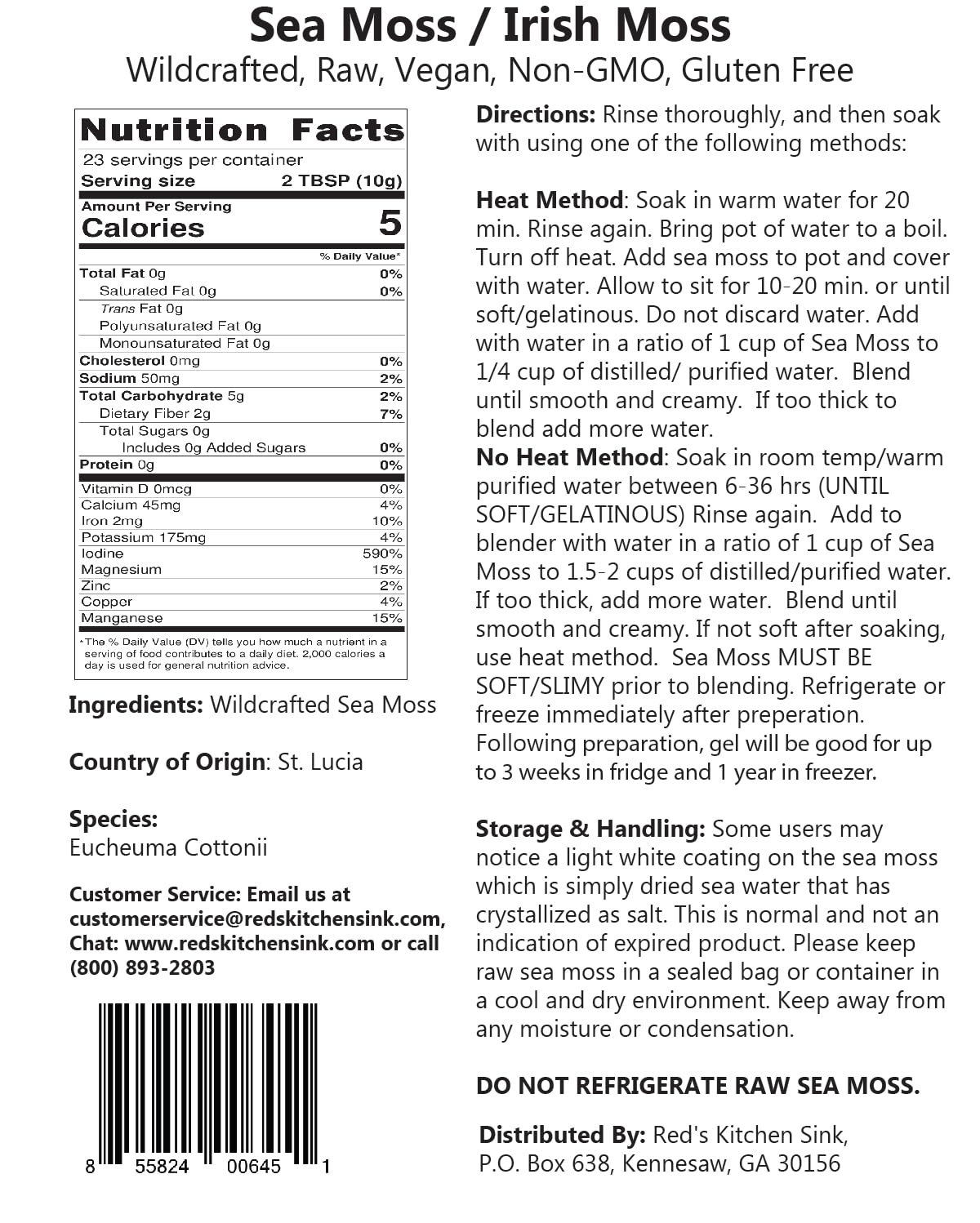 Sea Moss | Irish Sea Moss | Wildcrafted - 100% Natural, Makes 120+oz/3.5L of Seamoss Gel from St. Lucia | Dr. Sebi - 227g