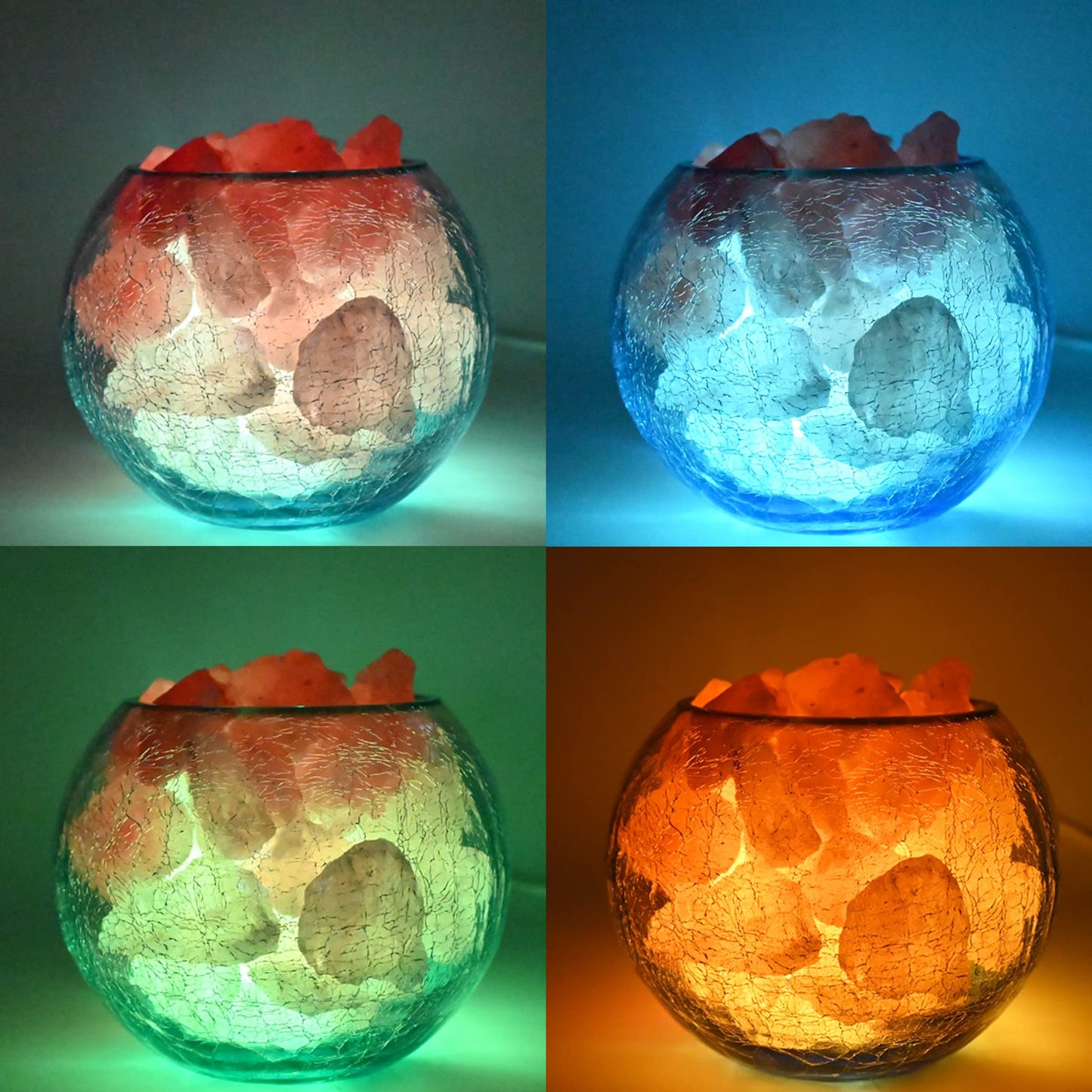 V.C.Formark USB Himalayan Salt Lamp, Salt Rock Lamp with Natural Salt Chunks Bring Visual Impact of Ice and Fire to you, Used for Desk, Bedroom, Living Room and Gift - Color Changing + Warm Light Mode