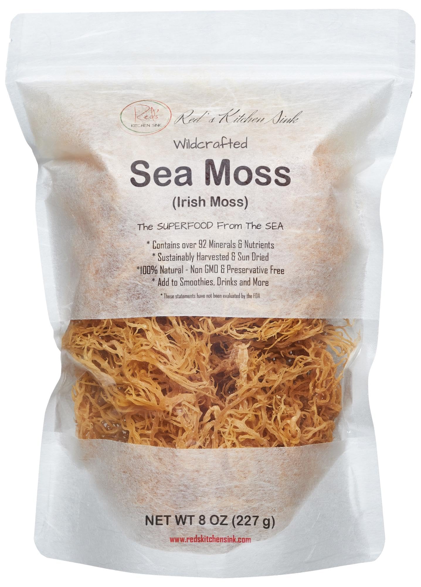 Sea Moss | Irish Sea Moss | Wildcrafted - 100% Natural, Makes 120+oz/3.5L of Seamoss Gel from St. Lucia | Dr. Sebi - 227g